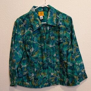 Vibrant Green and Blue Zip-Up Jacket